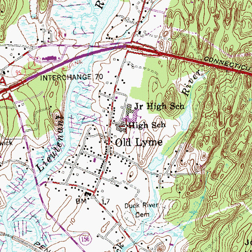 Topographic Map of Center Elementary School, CT