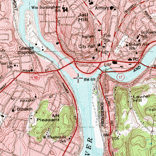Topographic Map of Central Wharf, CT