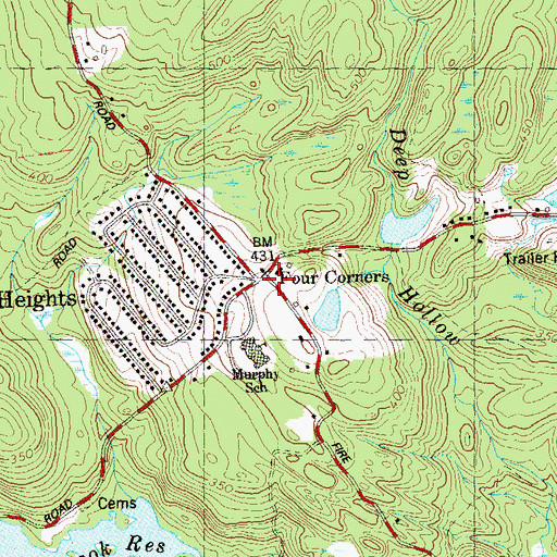 Topographic Map of Chapel Hill School (historical), CT