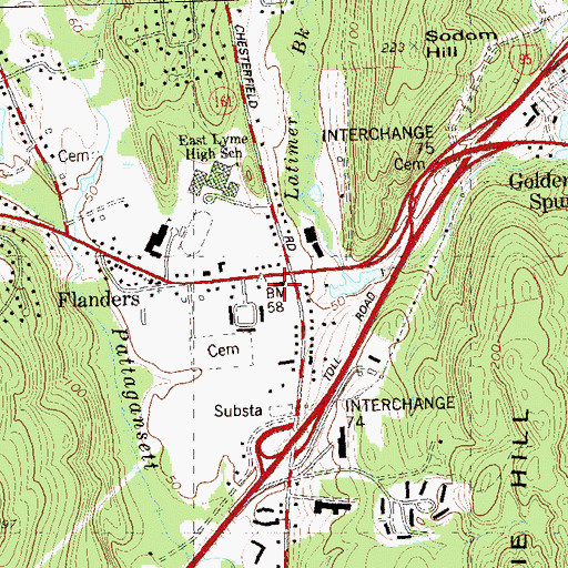 Topographic Map of Charter Oak Walk-in Medical Center, CT
