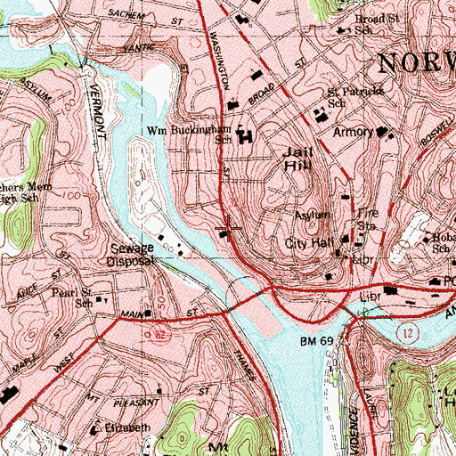 Topographic Map of Christ Episcopal Church, CT
