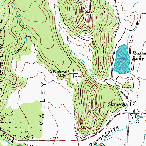 Topographic Map of Stonewall Cemetery, CO
