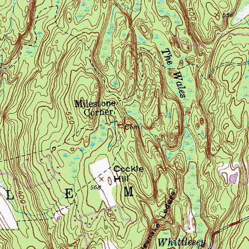 Topographic Map of Cockle Hill Cemetery, CT
