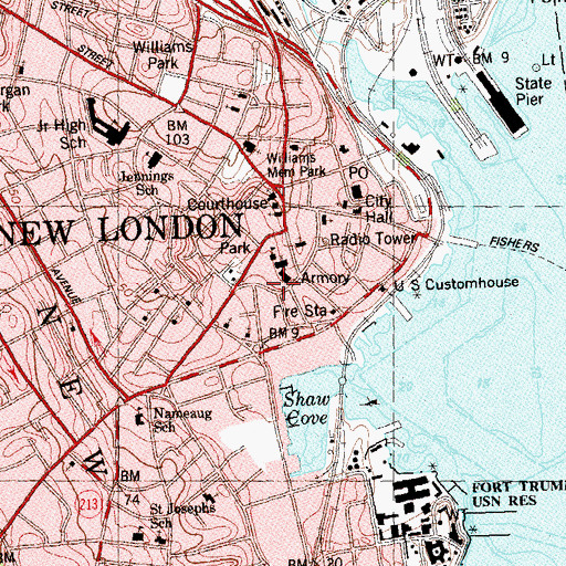 Topographic Map of Coit Street Historic District, CT