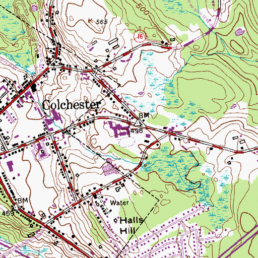 Topographic Map of Colchester Intermediate School, CT
