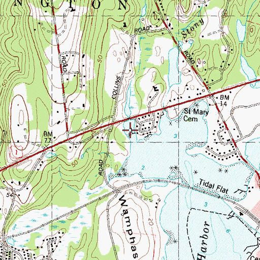 Topographic Map of Collins Cove, CT