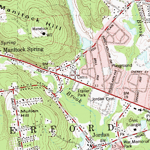 Topographic Map of Congregation Ohave Sholem Cemetery, CT