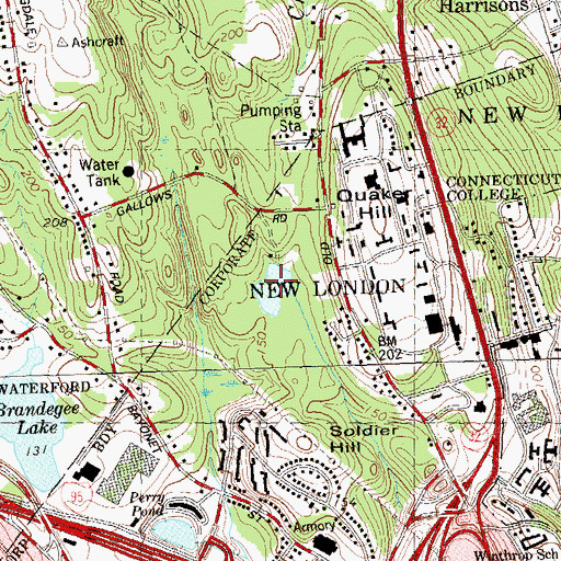 Topographic Map of Connecticut College Pond, CT