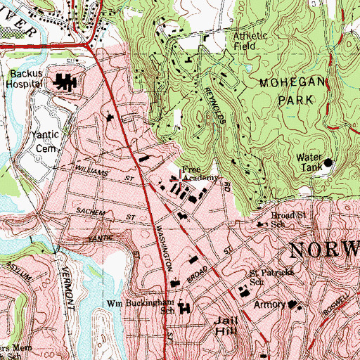 Topographic Map of Converse Art Gallery, CT