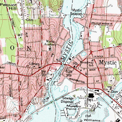 Topographic Map of Cottrell Wharf (historical), CT