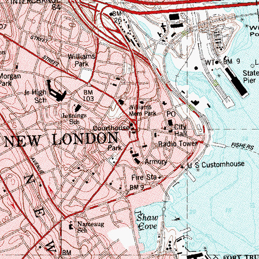 Topographic Map of Court Square, CT