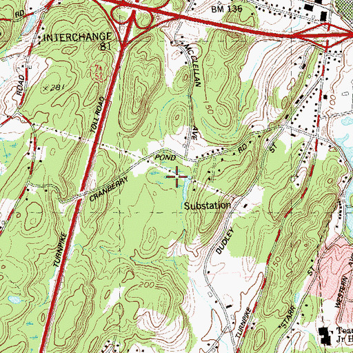 Topographic Map of Cranberry Swamp, CT