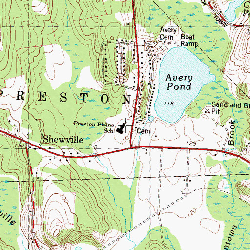 Topographic Map of Creston Plains Elementary School, CT