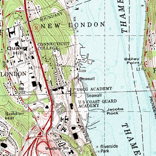 Topographic Map of Crew Rowing Center, CT