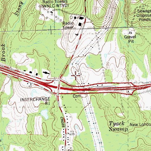 Topographic Map of Cross Roads Center Shopping Center, CT