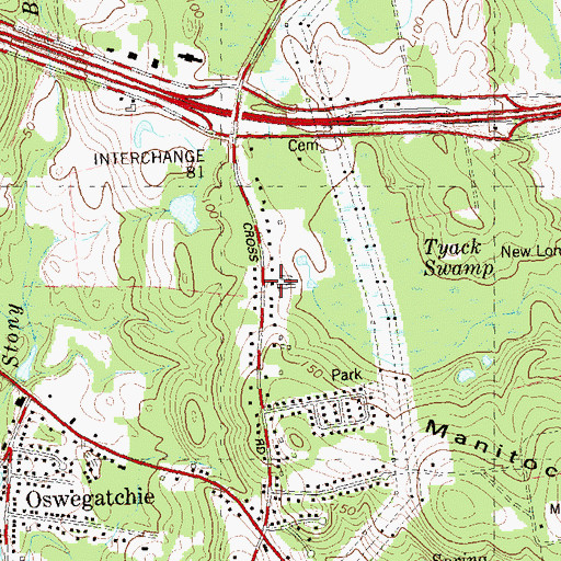 Topographic Map of Crossroads Presbyterian Church, CT