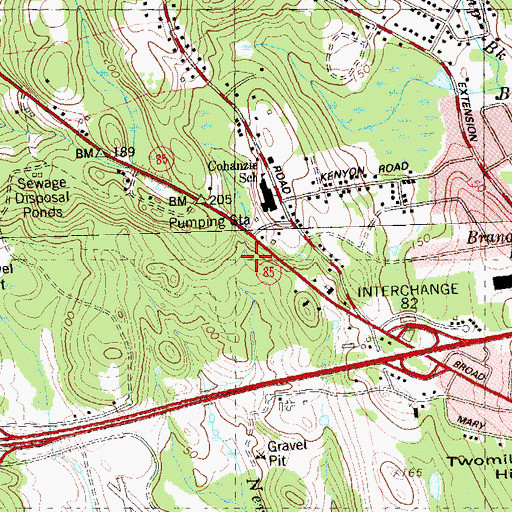 Topographic Map of Crystal Mall Shopping Center, CT
