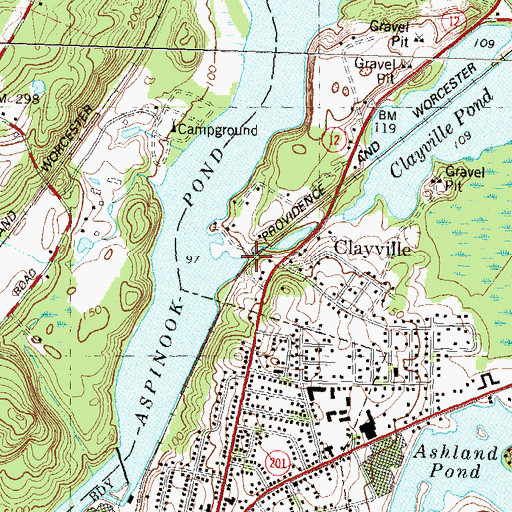 Topographic Map of Cutler Brook, CT