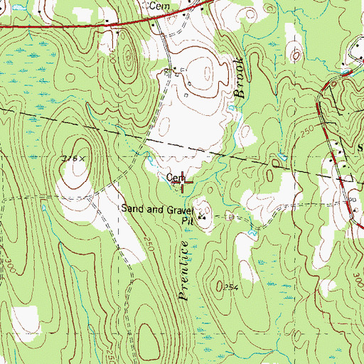 Topographic Map of Davis Cemetery, CT