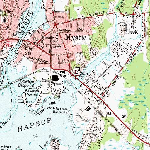Topographic Map of Denison Burial Ground, CT