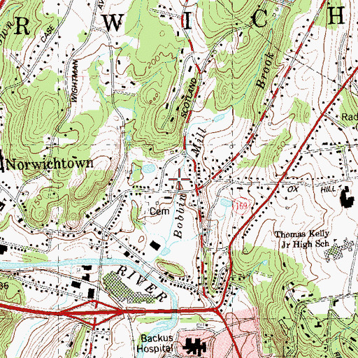 Topographic Map of Doctor David Lathrop School (historical), CT