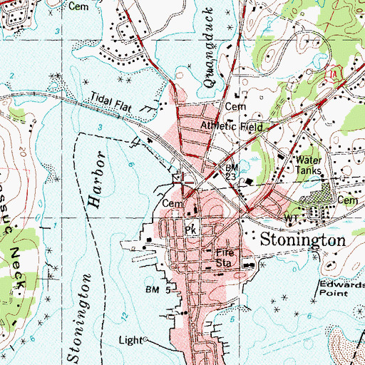 Topographic Map of Dodson Boat Yard, CT