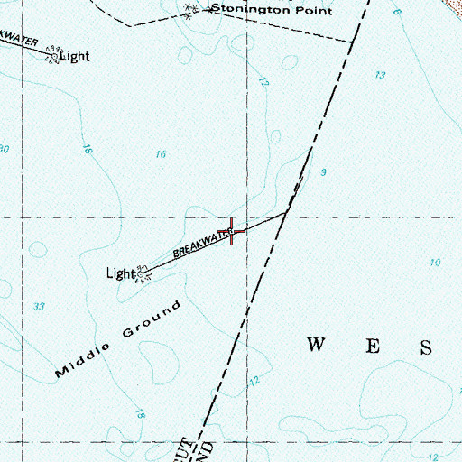 Topographic Map of East Breakwater, CT