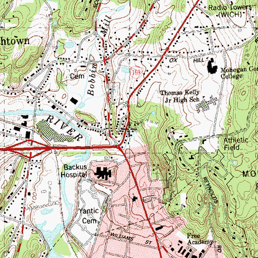 Topographic Map of East District School (historical), CT