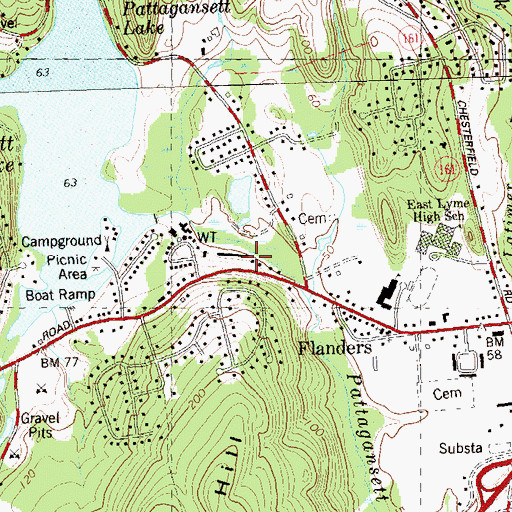 Topographic Map of East Lyme Post Office, CT