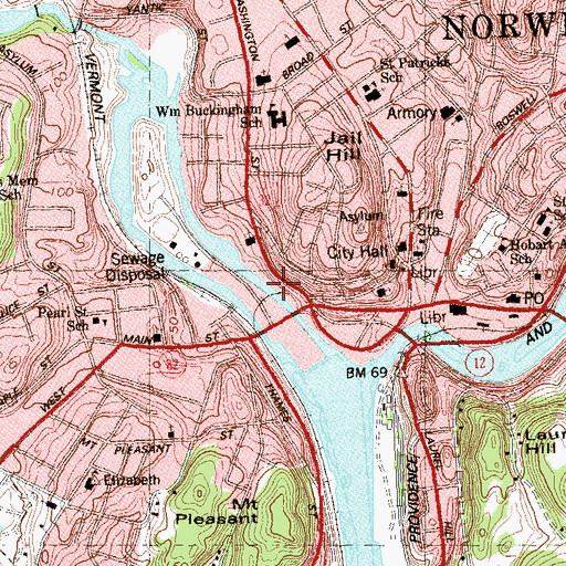 Topographic Map of Elks Lodge, CT