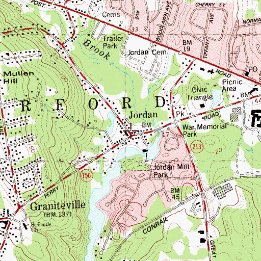 Topographic Map of First Baptist Church, CT