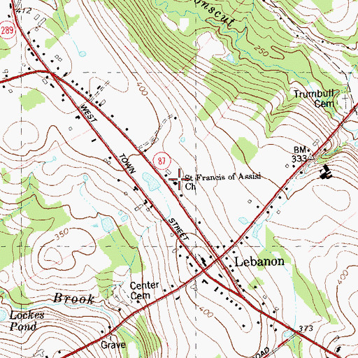 Topographic Map of First Baptist Church, CT