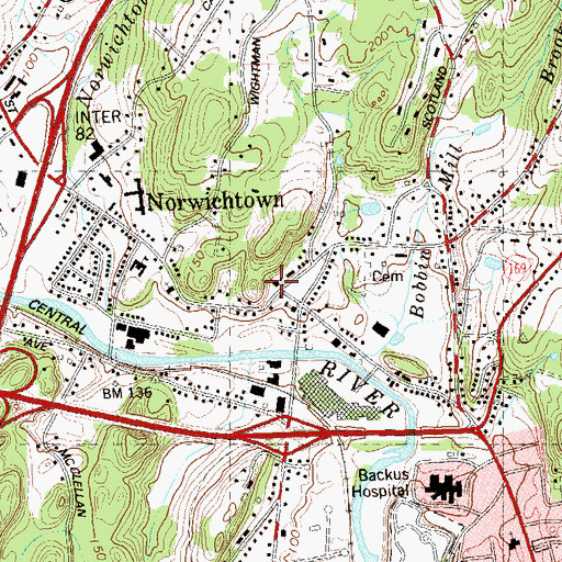 Topographic Map of First Congregational Church, CT
