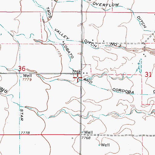 Topographic Map of Lobato and Cordoba Ditch, CO