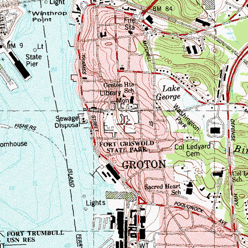 Topographic Map of Fort Griswold (historical), CT