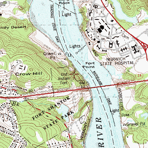 Topographic Map of Fort Shantok Indian Burying Ground, CT