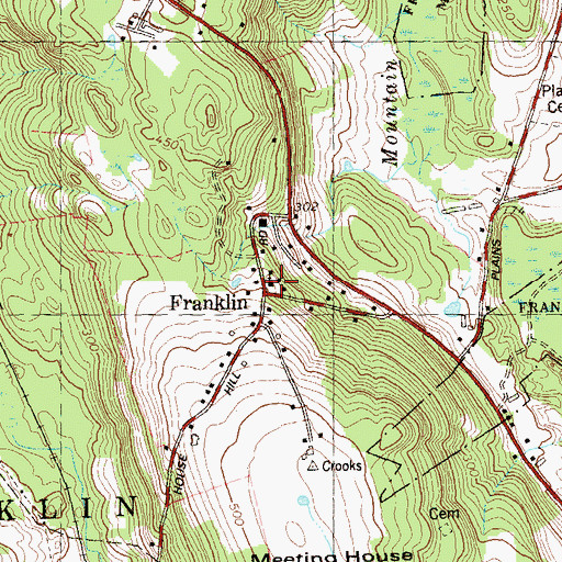Topographic Map of Franklin Congregational Church, CT