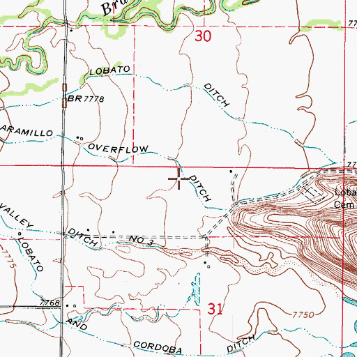 Topographic Map of Jaramillo Overflow Ditch, CO