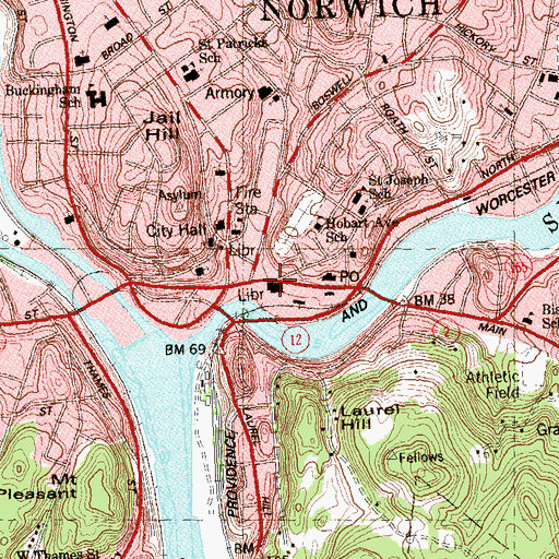 Topographic Map of Franklin Square, CT