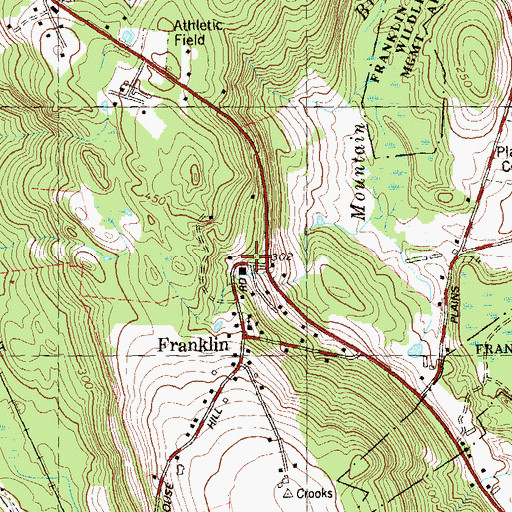 Topographic Map of Franklin Town Hall, CT