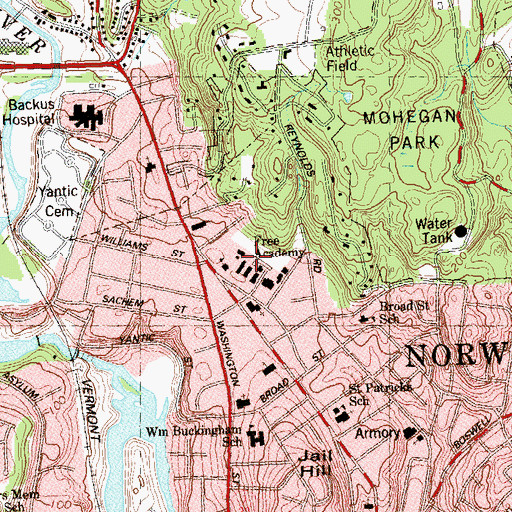 Topographic Map of Free Academy, CT