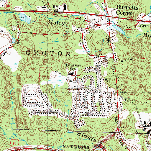 Topographic Map of Freeman Hathaway Recreation Center, CT