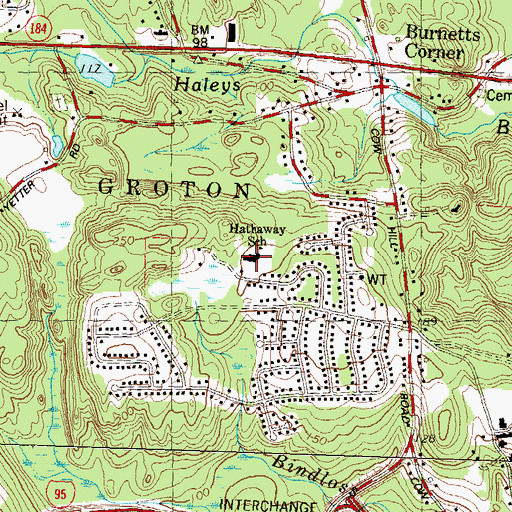 Topographic Map of Freeman Hathaway School, CT