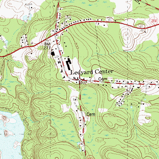Topographic Map of Gales Ferry and Bill Library, CT