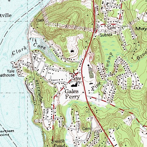 Topographic Map of Gales Ferry Post Office, CT