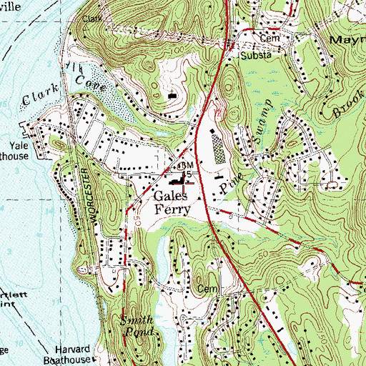 Topographic Map of Gales Ferry School, CT