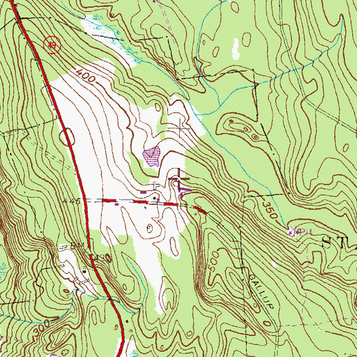 Topographic Map of Gallup Cemetery, CT