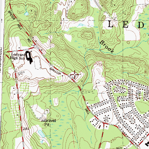 Topographic Map of Gallup Hill Baptist Church, CT