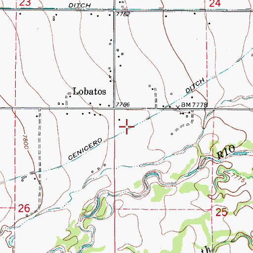 Topographic Map of Cenicero Ditch, CO