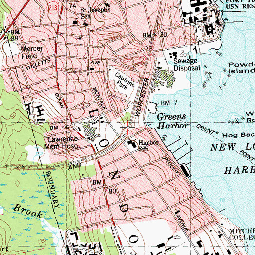 Topographic Map of Garde Arts Center, CT